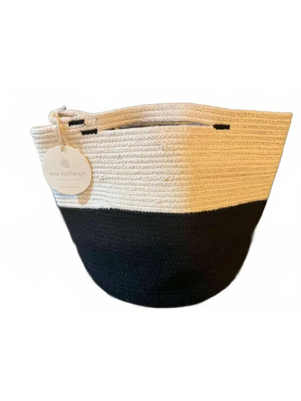 mia mélange Two-Tone Black and Cream Rope Basket